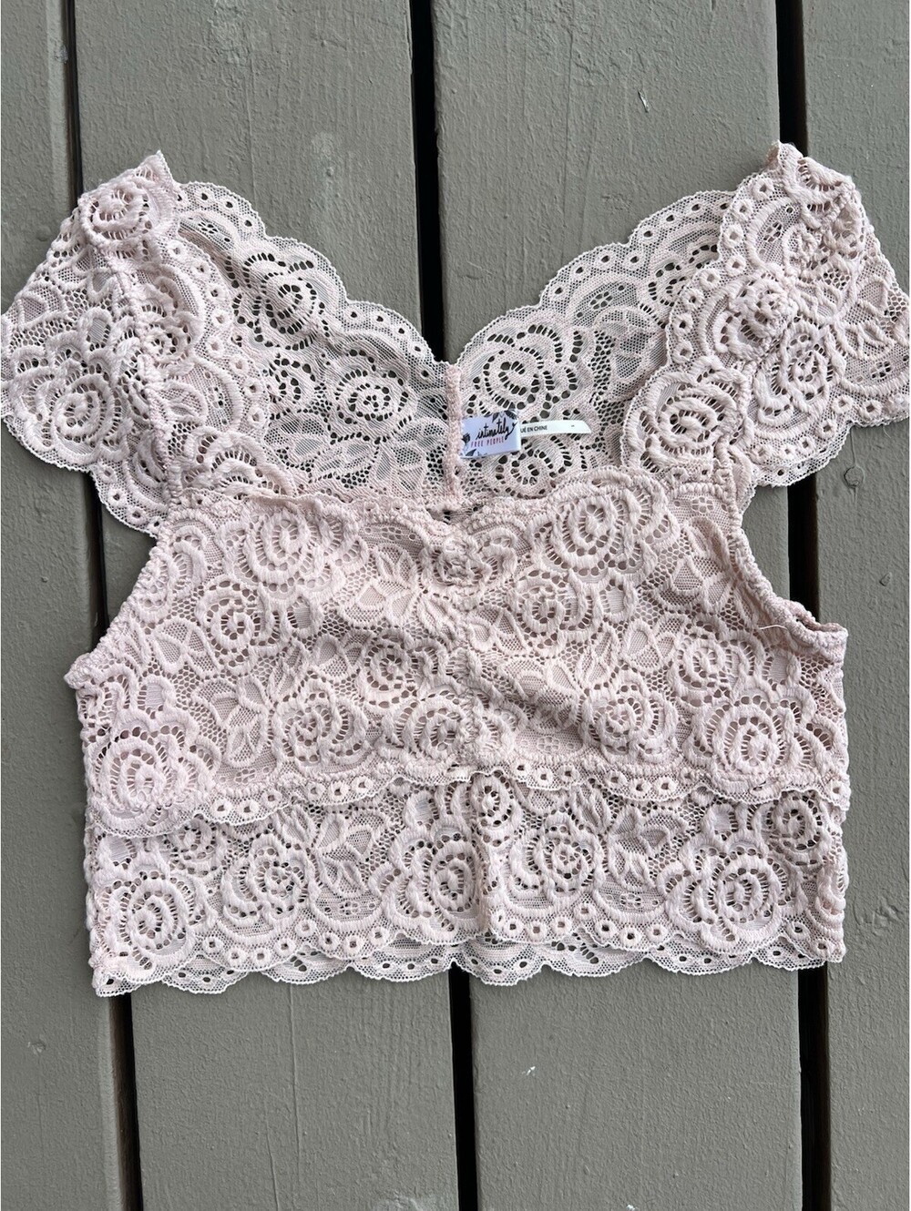 Free People Bralette Womens S Dust Pink Lace Intimately Mesh Lined